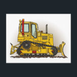 Big Bulldozer Dozer Post Card<br><div class="desc">This is one of many construction equipment gifts featuring construction equipment images by artist,  Richard Neuman. Every piece of heavy equipment is drawn in high detail yet always has a touch of whimsy. His unique work is in homes and offices in every state and around the world. Enjoy!</div>