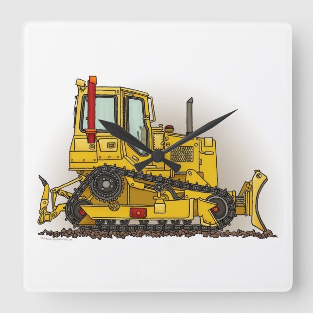 Big Bulldozer Dozer Square Wall Clock (Front)