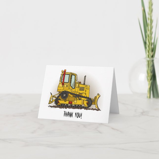 Big Bulldozer Dozer Thank You Card (Front)