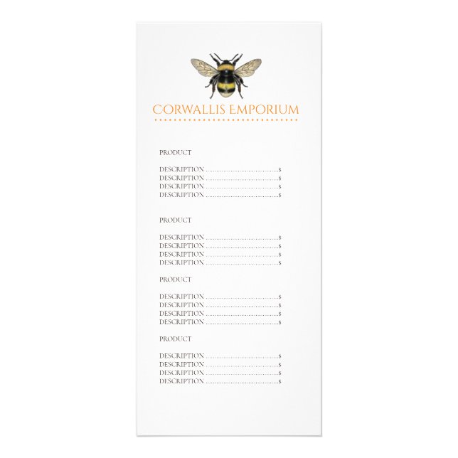Big Bumble Bee Gold Retail Rack Card (Front)