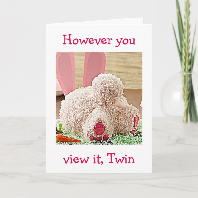 BIG BUNNY BUTT / BIG EASTER WISH FOR YOU "TWIN" HOLIDAY CARD (Front)
