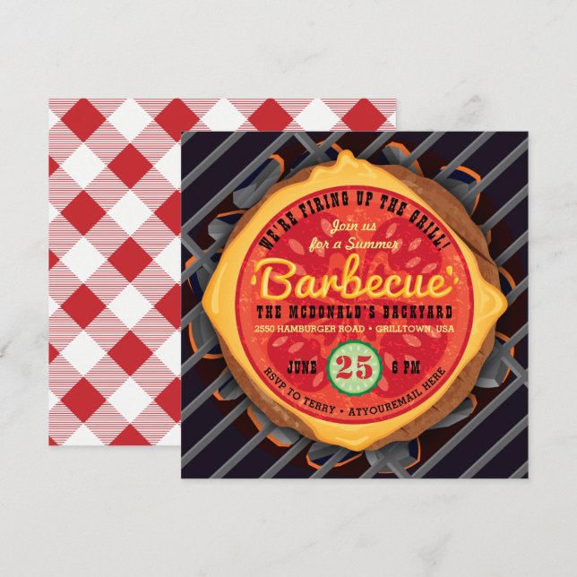 Big Burger Barbecue Invitation (Front/Back)