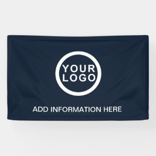 Big Business Logo Professional Navy Blue White Banner