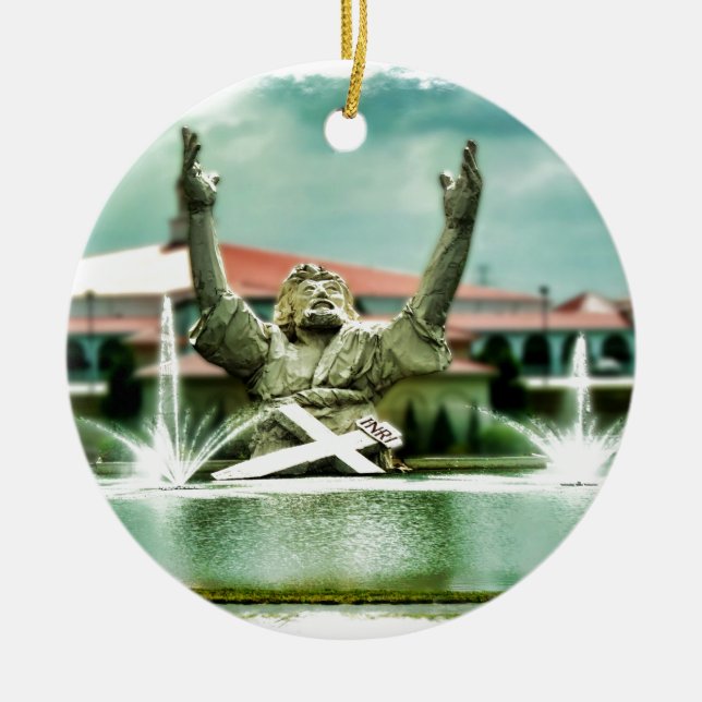 Big Butter Jesus  Touchdown Jesus Ceramic Tree Decoration (Front)