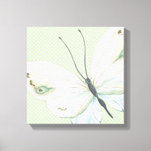 Big Butterfly on Polka Dots Canvas Print