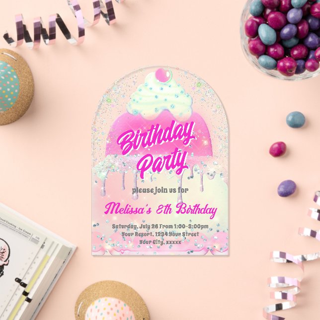  big cake design birthday party acrylic invitations (Insitu (Celebration))