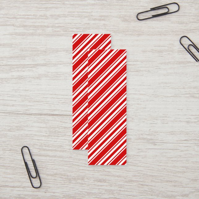 Big candy cane striped bookmark mini business card (Front/Back In Situ)