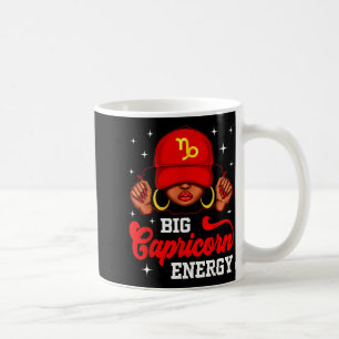 Big Capricorn Energy Black Woman With Red Cap Zodi Coffee Mug