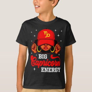 Big Capricorn Energy Black Woman With Red Cap Zodi T-Shirt