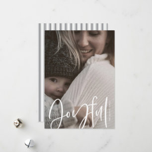 Big Casually Written Joyful Classic Photo Holiday Card