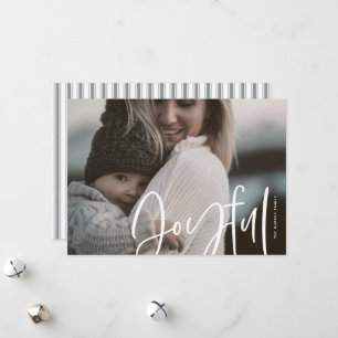 Big Casually Written Joyful Classic Photo Holiday Card