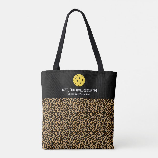 Big Cat Animal Print Custom Pickleball Paddle Tote Bag (Back)