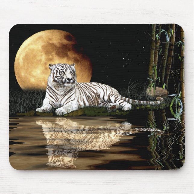 Big Cat Bengal Indian Tiger and Full Moon Mousemat (Front)
