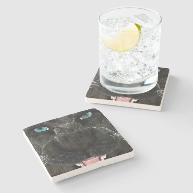 Big Cat Black Panther Stone Coaster (Side)