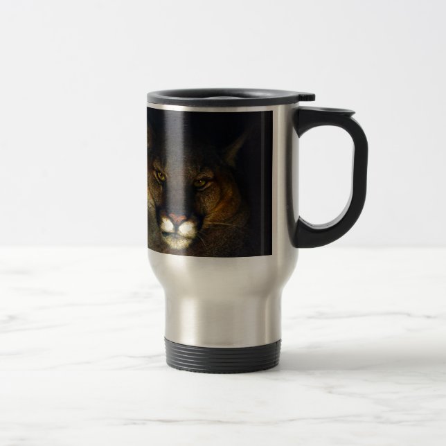 Big Cat Cougar Mountain Lion Art Design Travel Mug (Right)