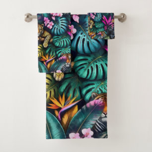 Big Cat Dreams Seamless Surface Pattern Bath Towel Set