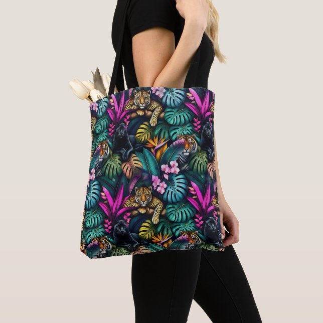 Big Cat Dreams Seamless Surface Pattern Tote Bag (Close Up)