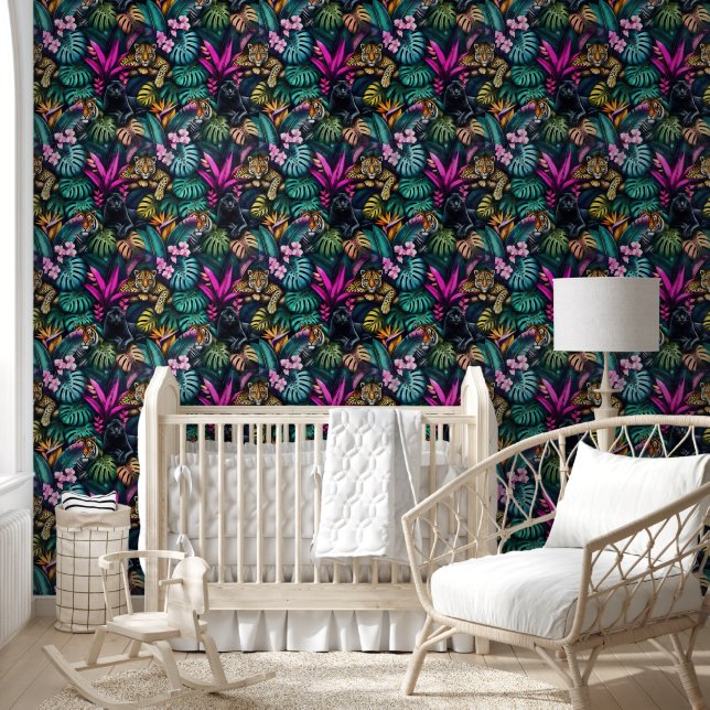 Big Cat Dreams Seamless Surface Pattern Wallpaper (Kids)