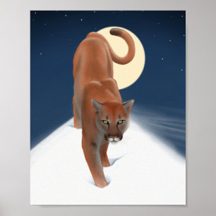 Big Cat In The Winter Snow - Mountain Lion Poster