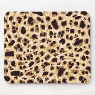Big Cat, Leopard Fur Print Seamless Pattern Design Mouse Mat