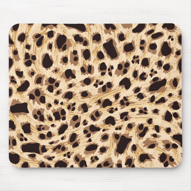 Big Cat, Leopard Fur Print Seamless Pattern Design Mouse Mat (Front)