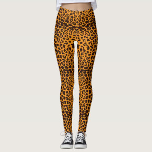 Big Cat Leopard Skin Pattern Brown Orange Animal  Leggings