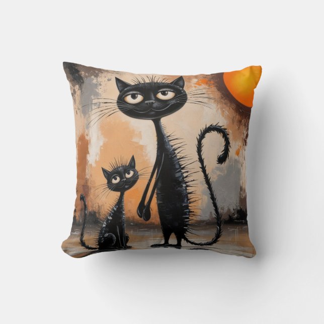 Big Cat Little Cat Halloween  Cushion (Front)