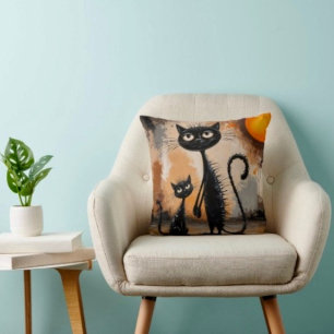 Big Cat Little Cat Halloween Cushion