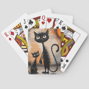 Big Cat Little Cat Halloween  Playing Cards
