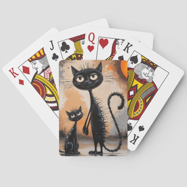 Big Cat Little Cat Halloween  Playing Cards (Back)