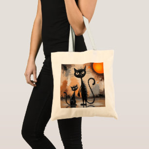 Big Cat Little Cat Halloween Tote Bag