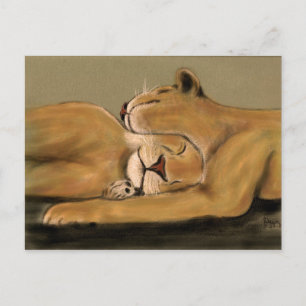 big cat nap postcard