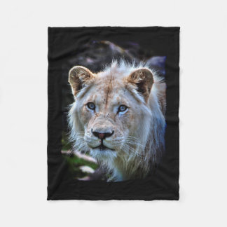Big Cat Rare White Lion Wildlife Photo Portrait Fleece Blanket