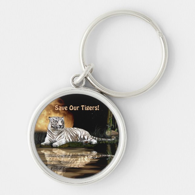 Big Cat Rare White Tiger Collection Key Ring (Front)