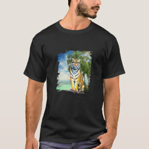 Big Cat Tiger Wearing Sunglasses On Beach T-Shirt