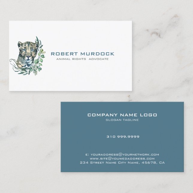 Big cat wild animal illustration business card (Front/Back)