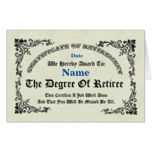 Big Certificate of Retirement Greeting Card
