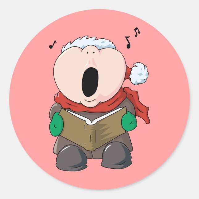 Big Cheeks Caroler Classic Round Sticker (Front)