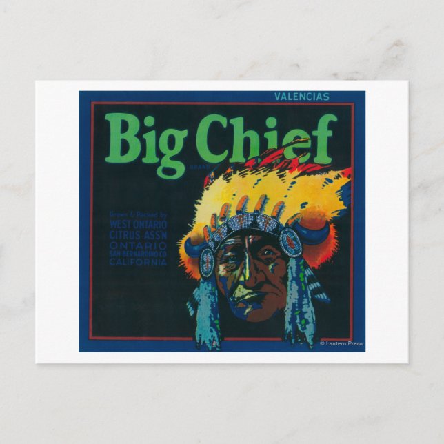 Big Chief Orange LabelOntario, CA Postcard (Front)