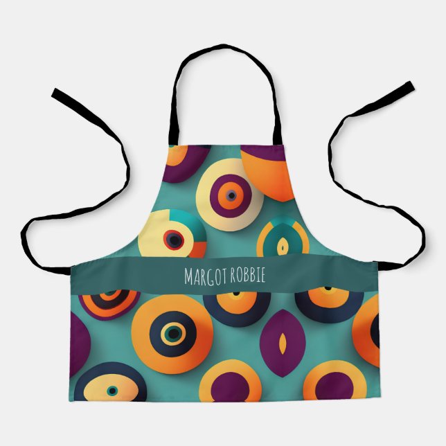 Big Circles Orange Blue Geometric Pattern Apron (Front)