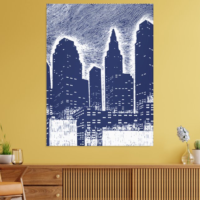 Big City Night Lights cityscape skyline Canvas Print (Insitu(LivingRoom))