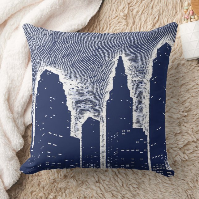 Big City Night Lights cityscape skyline Cushion (Blanket)