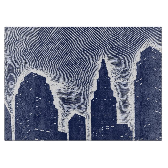Big City Night Lights cityscape skyline Cutting Board (Front)