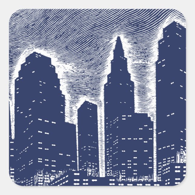 Big City Night Lights cityscape skyline Square Sticker (Front)