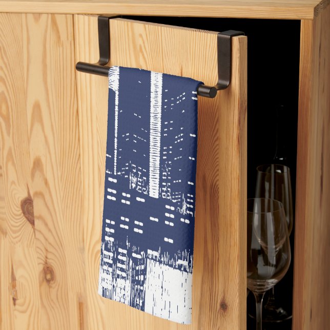 Big City Night Lights cityscape skyline Tea Towel (Thirds Fold)