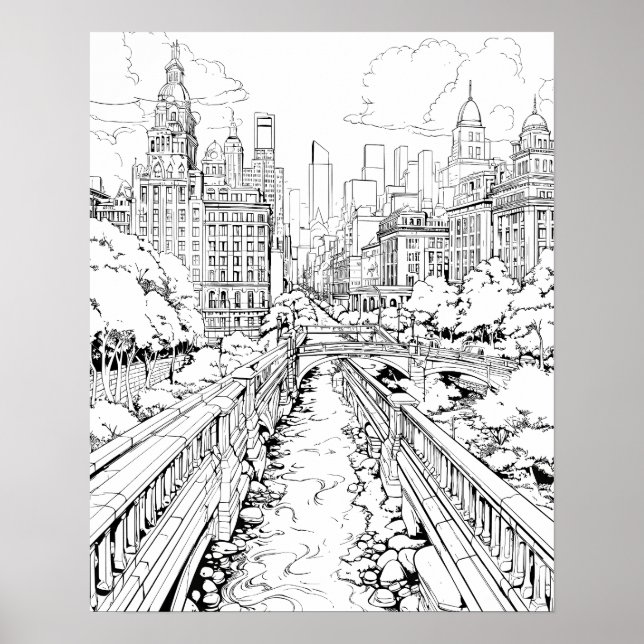 Big City Park Colouring Poster (Front)