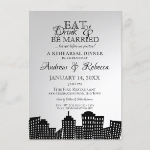 Big City Rehearsal Dinner Cityscape Invitation