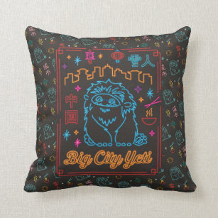 "Big City Yeti" Neon Sign Graphic Cushion