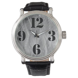 Big Clock Numbers On Grey Abstract Metal Watch