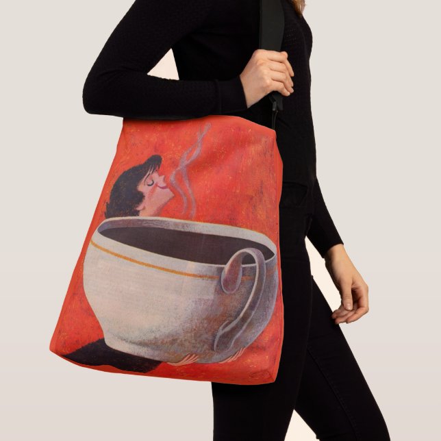 big coffee drinker print crossbody bag (Close Up)